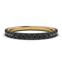 Black Diamonds Pave Eternity Ring Yellow Gold