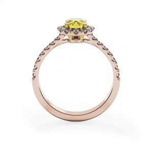 1.13 ct Oval Yellow Diamond Ring with Halo Rose Gold - Photo 1