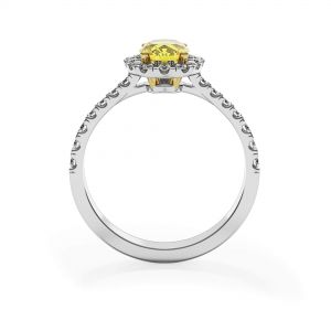1.13 ct Oval Yellow Diamond Ring with Diamond Halo - Photo 1