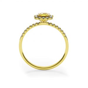 Cushion 0.5 ct Yellow Diamond Ring with Halo Yellow Gold - Photo 1