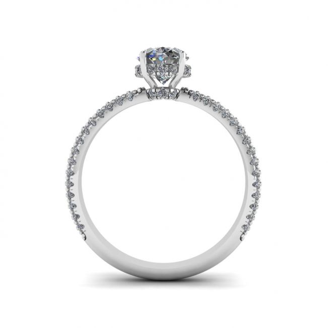Oval Diamond Ring with Three Row Diamond Pavé Band - Photo 1