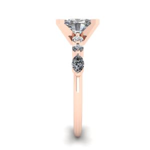 Oval Diamond Side Marquise and Round Stones Ring Rose Gold - Photo 2