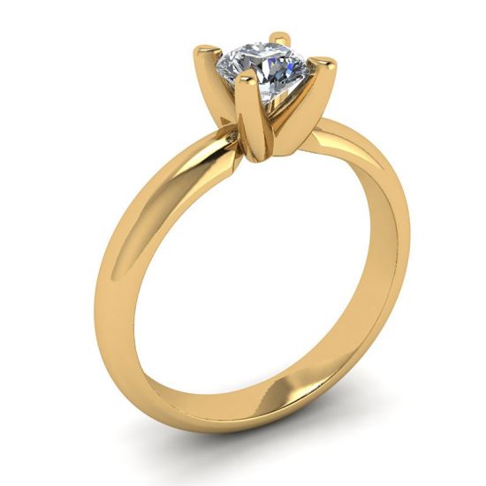 Solitaire Diamond Ring V-shape Yellow Gold,  Enlarge image 4