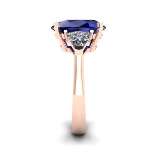Three Stone Ring with Sapphire Rose Gold - Photo 2