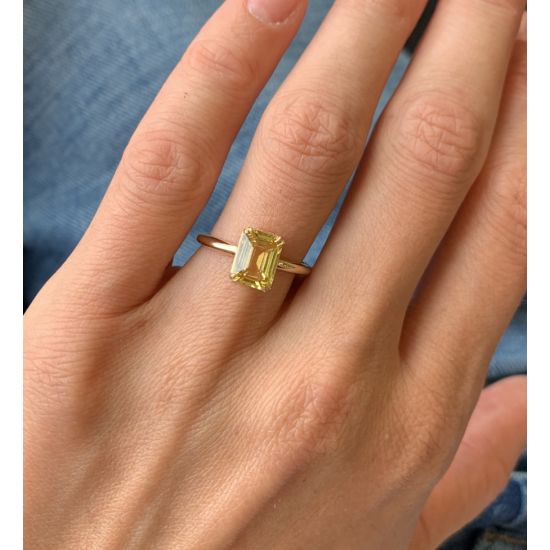 Emerald cut yellow sapphire ring - Jootiq-nlmtdanang.com.vn