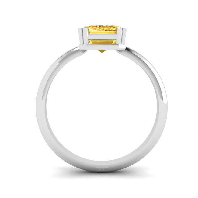 2 carat Emerald Cut Yellow Sapphire Ring White Gold - Photo 1