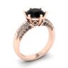 6-Prong Black Diamond with Duo-color Pave Ring Rose Gold, Image 4