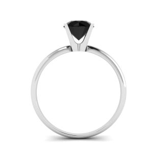 Black Diamond V Setting Ring White Gold - Photo 1