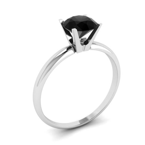 Black Diamond V Setting Ring White Gold,  Enlarge image 4