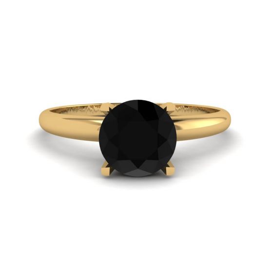 Black Diamond V Setting Ring Yellow Gold, Image 1