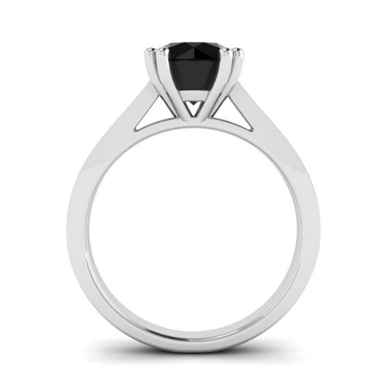 Round Black Diamond with Black Pave 18 White Gold Ring , More Image 0