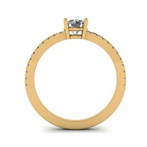 White Diamond Side Pave Ring 18K Yellow Gold - Photo 1