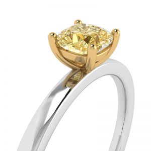 Cushion Yellow Diamond Solitaire Ring - Photo 1