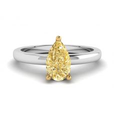 Pear Yellow Diamond Solitaire Ring