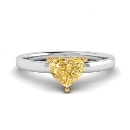 Heart Yellow Diamond Solitaire Ring