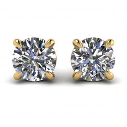 Perfect Round Diamond Studs Yellow Gold 