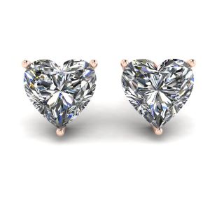 Heart Shape Diamond Stud Earrings Rose Gold