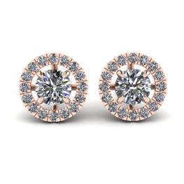 Round Diamond Halo Stud Earrings in 18K Rose Gold Round Diamond Halo Stud Earrings in 18K Rose Gold