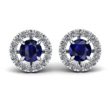 Sapphire Stud Earrings with Detachable Diamond Halo