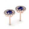 Sapphire Stud Earrings with Detachable Diamond Halo Rose Gold, Image 3
