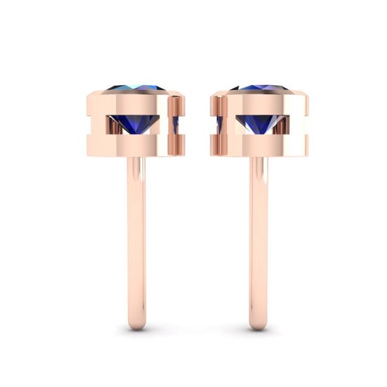 Sapphire Stud Earrings in Rose Gold,  Enlarge image 2