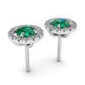 Emerald Stud Earrings with Detachable Diamond Halo Jacket, Image 3