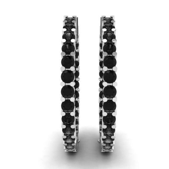 Black Diamond Hoop Earrings ,  Enlarge image 3