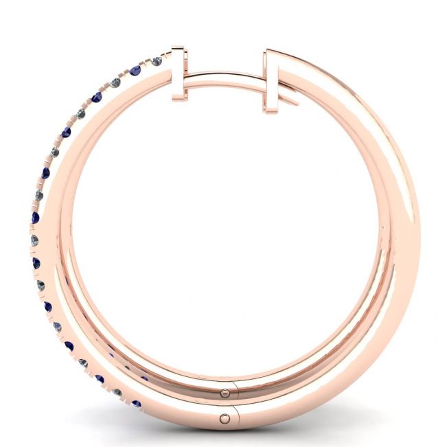 Hoop Sapphire and Diamond Earrings Rose Gold - Photo 1