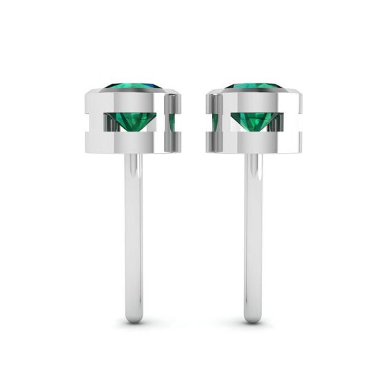 Emerald Stud Earrings in White Gold, More Image 0