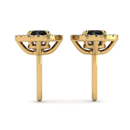 5 mm Black Diamond Studs with Detachable Halo Jackets Yellow Gold, More Image 0