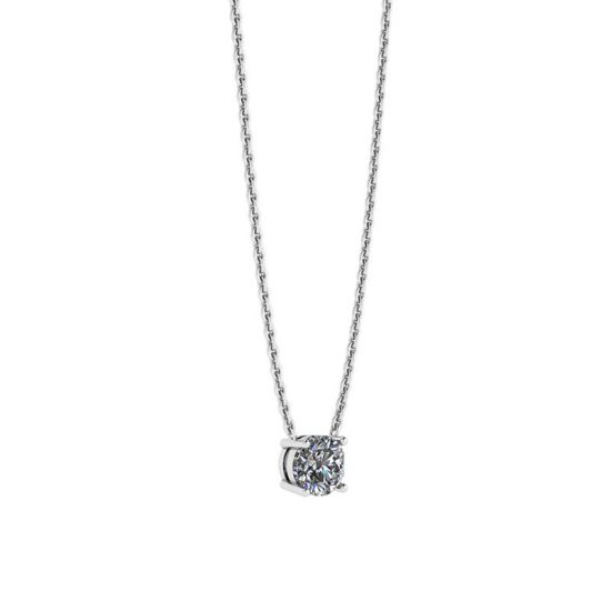 Classic Solitaire Diamond Necklace on Thin Chain,  Enlarge image 2