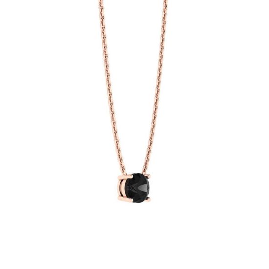 Classic Solitaire Diamond Necklace on Thin Chain Rose Gold,  Enlarge image 2