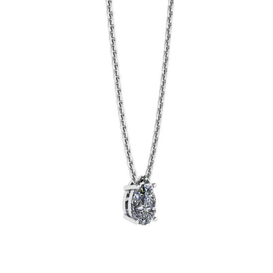 Pear Diamond Solitaire Necklace on Thin Chain, More Image 0
