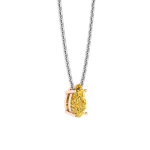 Pear Shaped Fancy Yellow Diamond Chain Necklace Rose Gold - Photo 1