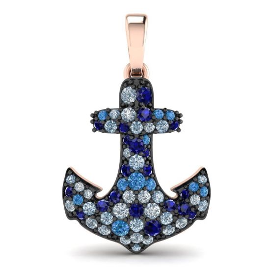 Anchor Sapphire Pendant in 18K Rose Gold, Enlarge image 1