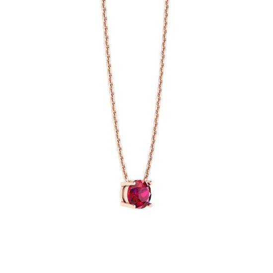 1/2 carat Round Ruby on Rose Gold Chain,  Enlarge image 2