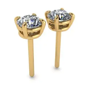 Perfect Round Diamond Studs Yellow Gold  - Photo 2