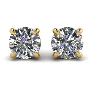 Perfect Round Diamond Studs Yellow Gold 