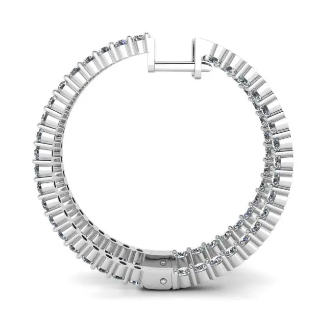 Thin Hoop Earrings with Diamonds - Photo 1