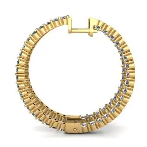 Thin Hoop Earrings with Diamonds Yellow Gold - Photo 1