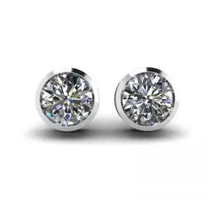 Round Diamond Studs White Gold 