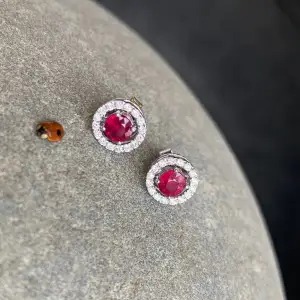 Ruby Stud Earrings with Detachable Diamond Halo Jacket - Photo 5