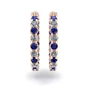 Diamond and Sapphire Hoop Earrings Rose Gold - Photo 1