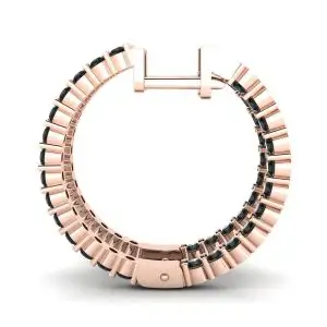 Black Diamond Hoop Earrings Rose Gold - Photo 1