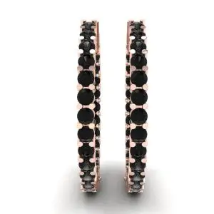 Black Diamond Hoop Earrings Rose Gold - Photo 2