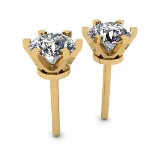 Classic Diamond Stud Earrings in 18K  Yellow Gold - Photo 2
