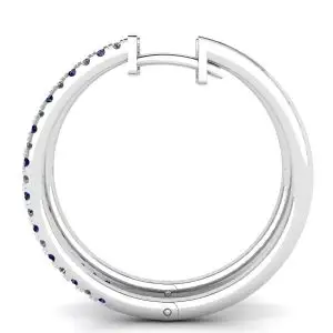 Hoop Sapphire and Diamond Earrings White Gold - Photo 1